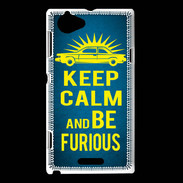 Coque Sony Xperia L Keep Calm and Be Furious Bleu