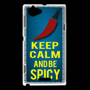 Coque Sony Xperia L Keep Calm and Be Spicy Bleu