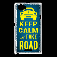 Coque Sony Xperia L Keep Calm and Take o road 2 Bleu