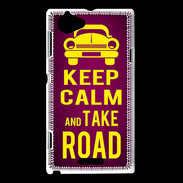 Coque Sony Xperia L Keep Calm and Take o road 2 Rose