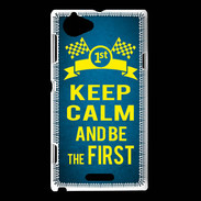 Coque Sony Xperia L Keep Calm and Be the First Bleu