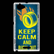 Coque Sony Xperia L Keep Calm and Burn Out Bleu