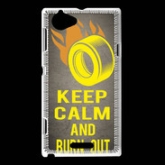 Coque Sony Xperia L Keep Calm and Burn Out Gris
