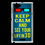 Coque Sony Xperia L Keep Calm and See your life 3D Bleu