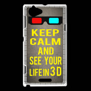 Coque Sony Xperia L Keep Calm and See your life 3D Gris