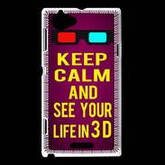 Coque Sony Xperia L Keep Calm and See your life 3D Rose