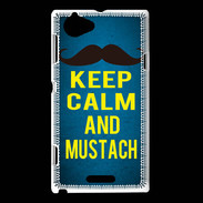 Coque Sony Xperia L Keep Calm and Mustach Bleu
