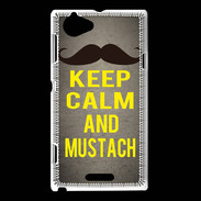 Coque Sony Xperia L Keep Calm and Mustach Gris