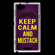 Coque Sony Xperia L Keep Calm and Mustach Violet