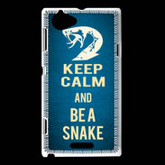 Coque Sony Xperia L Keep Calm and Be a Snake bleu