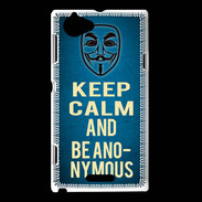 Coque Sony Xperia L Keep Calm and Be Anonymous Bleu