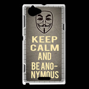 Coque Sony Xperia L Keep Calm and Be Anonymous Gris