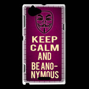 Coque Sony Xperia L Keep Calm and Be Anonymous Rose