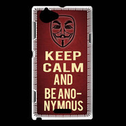 Coque Sony Xperia L Keep Calm and Be Anonymous Rouge