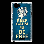 Coque Sony Xperia L Keep Calm and Be Free Bleu