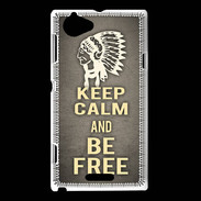 Coque Sony Xperia L Keep Calm and Be Free Gris