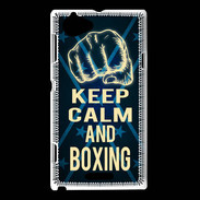 Coque Sony Xperia L Keep Calm and Boxing Bleu