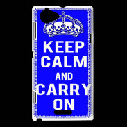 Coque Sony Xperia L Keep Calm and Carry on Bleu