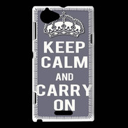 Coque Sony Xperia L Keep Calm and Carry on Gris