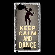 Coque Sony Xperia L Keep Calm and Dance Gris
