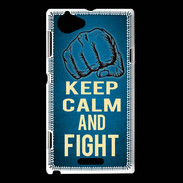 Coque Sony Xperia L Keep Calm and Fight Bleu