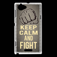 Coque Sony Xperia L Keep Calm and Fight Gris