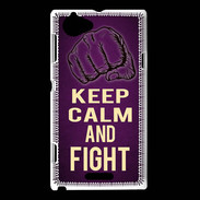 Coque Sony Xperia L Keep Calm and Fight Violet