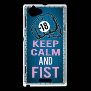 Coque Sony Xperia L Keep Calm and Fist BLeu