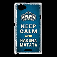 Coque Sony Xperia L Keep Calm and Hakuna Matata Bleu