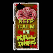 Coque Sony Xperia L Keep Calm and Kill Zombies Orange