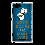 Coque Sony Xperia L Keep Calm and Make cake Bleu