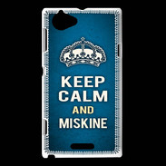 Coque Sony Xperia L Keep Calm and Miskine Bleu