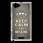 Coque Sony Xperia L Keep Calm and Miskine Gris