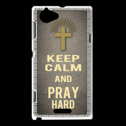 Coque Sony Xperia L Keep Calm and Pray Christian Gris