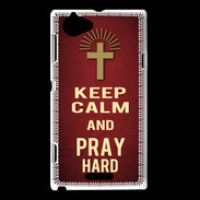 Coque Sony Xperia L Keep Calm and Pray Christian Rouge
