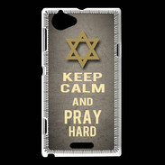 Coque Sony Xperia L Keep Calm and Pray jewish Gris