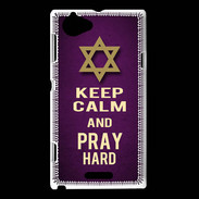 Coque Sony Xperia L Keep Calm and Pray jewish Violet