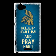 Coque Sony Xperia L Keep Calm and Pray Muslim Bleu