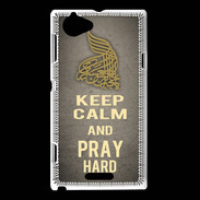 Coque Sony Xperia L Keep Calm and Pray Muslim Gris