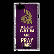 Coque Sony Xperia L Keep Calm and Pray Muslim Violet