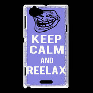 Coque Sony Xperia L Keep Calm and Be Reelax Bleu