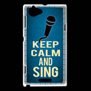 Coque Sony Xperia L Keep Calm and Sing Bleu