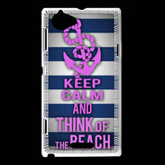 Coque Sony Xperia L Keep Calm and Think Beach Bleu
