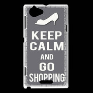 Coque Sony Xperia L Keep Calm Go Shopping Gris