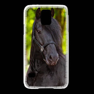 Coque Samsung Galaxy S5 Portrait de cheval noir 10