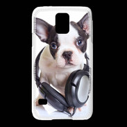 Coque Samsung Galaxy S5 Bulldog français avec casque de musique