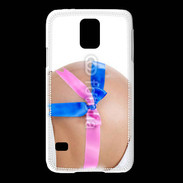 Coque Samsung Galaxy S5 Femme enceinte avec ruban bleu et rose