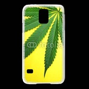 Coque Samsung Galaxy S5 Feuille de cannabis sur fond jaune