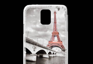 Coque Samsung Galaxy S5 Tour Eiffel rouge sur fond en noir et blanc