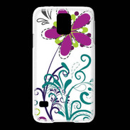Coque Samsung Galaxy S5 motif floral bleu